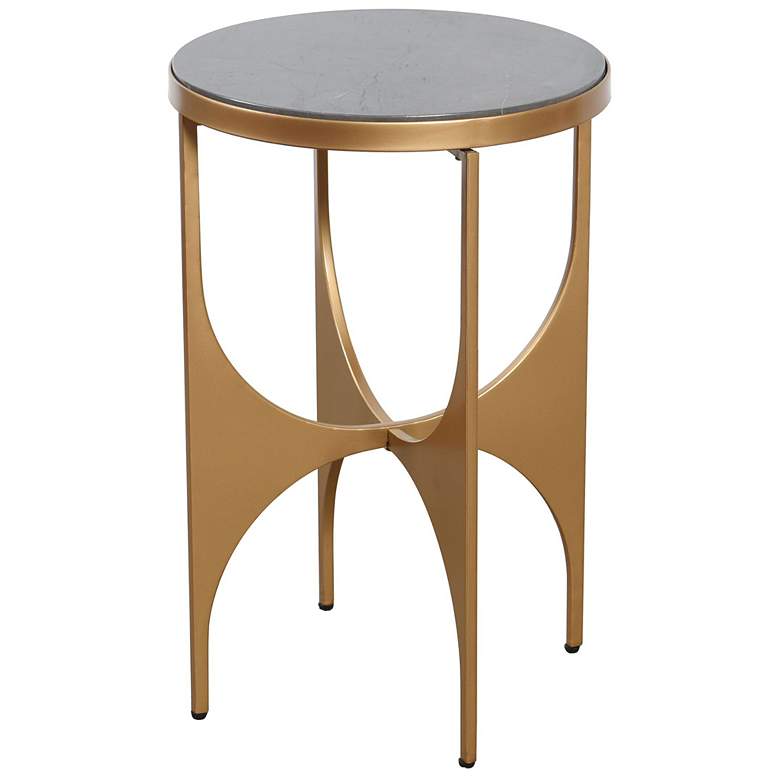 Image 1 Austin 23" High Limestone Table Top Satin Gold Side Table