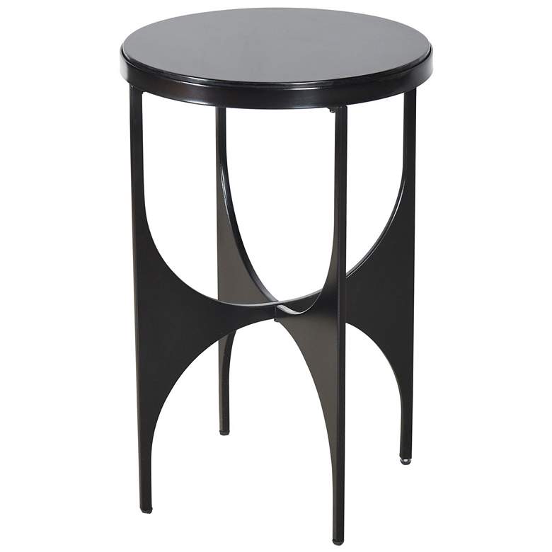 Image 1 Austin 23" High Marbled Table Top Satin Black Side Table