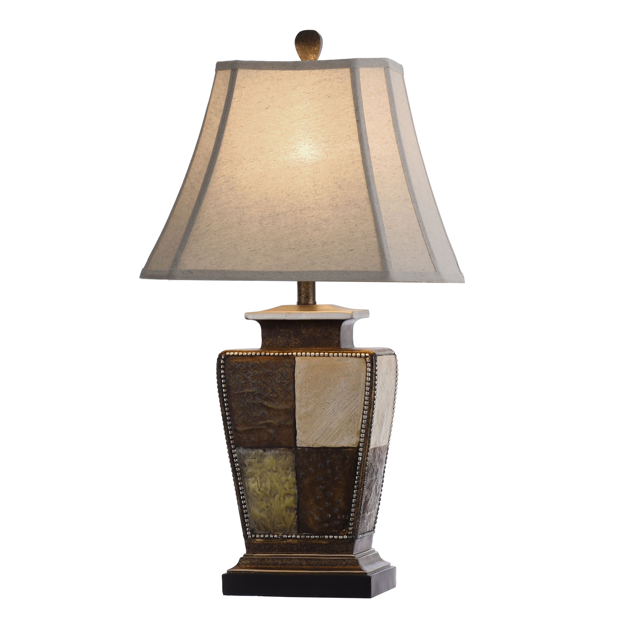 Image 3 Austin 28 1/2" High Patchwork Bronze Cream Gold Leaf Table Lamp more views