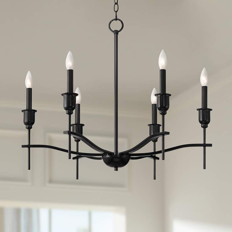 Image 1 Austin 28 1/2 inch Wide Semi Gloss Black 6-Light Chandelier