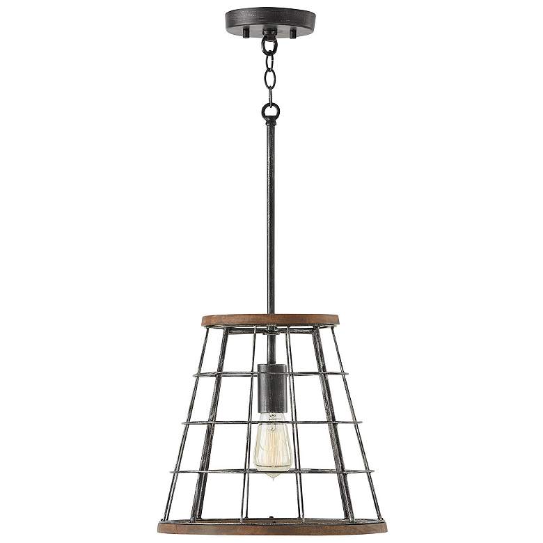 Image 2 Austin Allen & Co Bracken 1 Light Pendant 13.5" Zinc and Wood