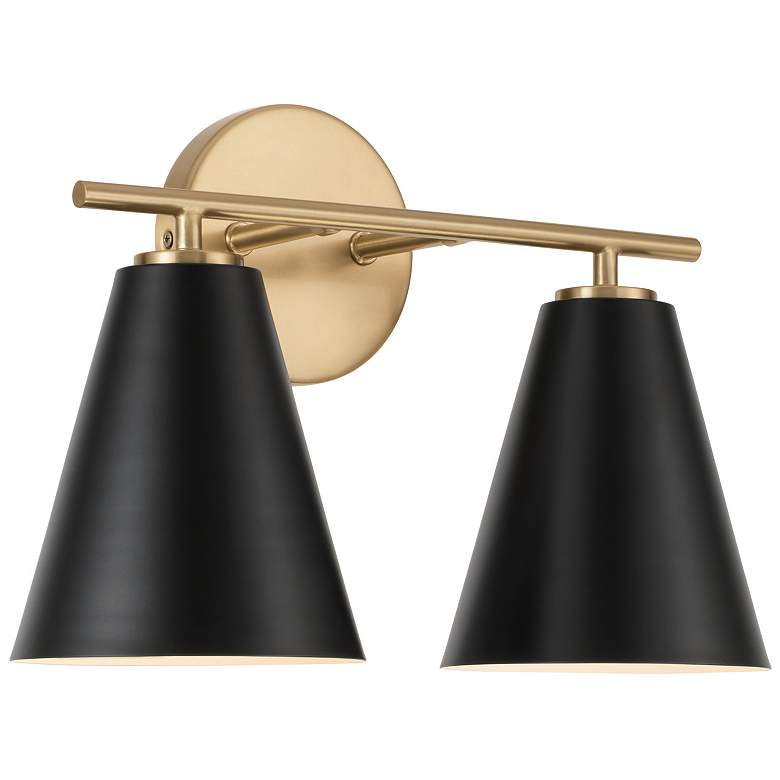 Image 2 Austin Allen & Co Charlie 2 Light Vanity 15" Matte Brass and Black