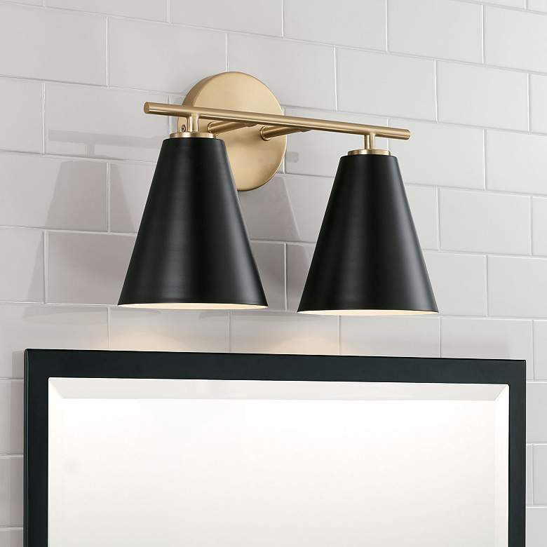 Image 1 Austin Allen & Co Charlie 2 Light Vanity 15" Matte Brass and Black