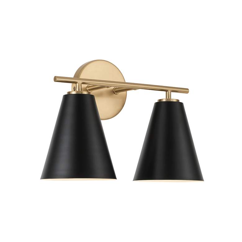 Image 3 Austin Allen & Co Charlie 2 Light Vanity 15" Matte Brass and Black more views