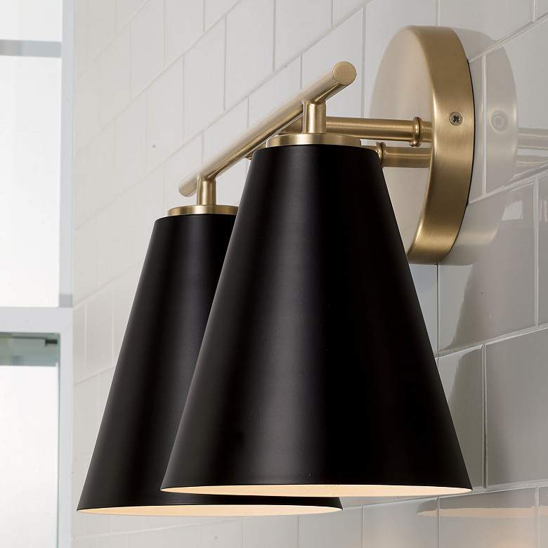 Image 5 Austin Allen & Co Charlie 2 Light Vanity 15" Matte Brass and Black more views