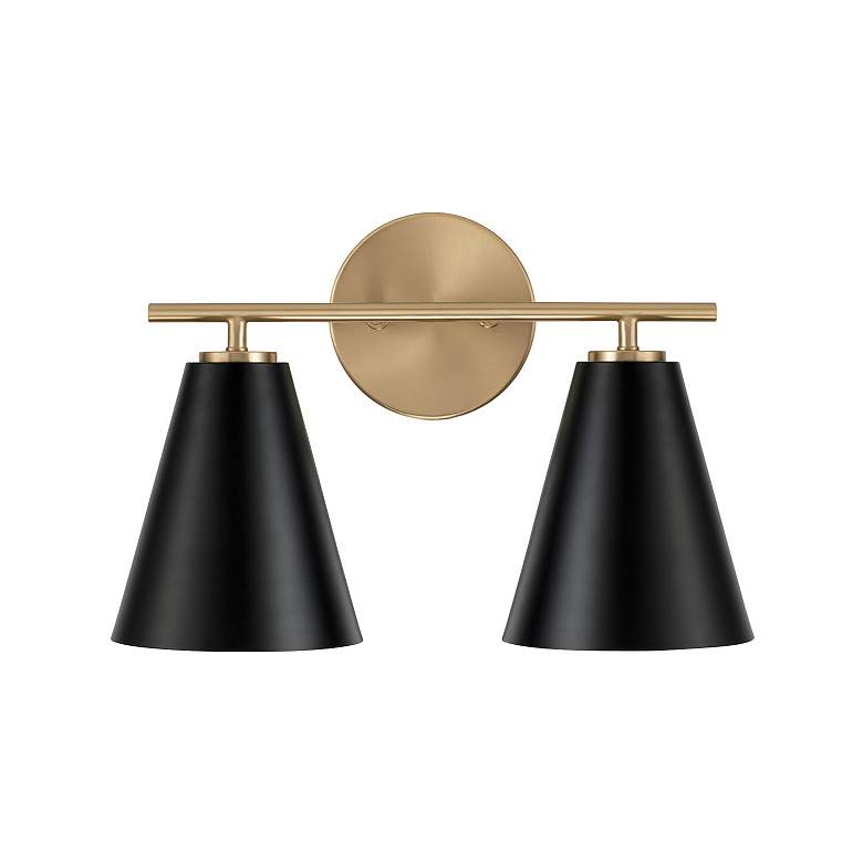 Image 6 Austin Allen & Co Charlie 2 Light Vanity 15" Matte Brass and Black more views