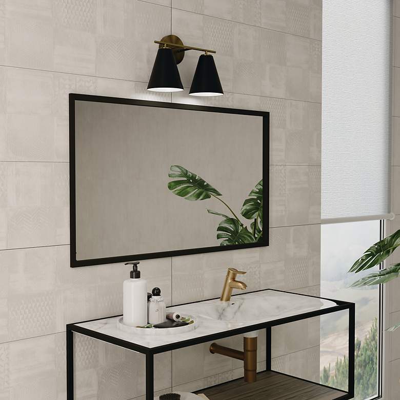 Image 7 Austin Allen & Co Charlie 2 Light Vanity 15" Matte Brass and Black more views