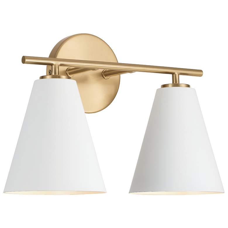 Image 2 Austin Allen & Co Charlie 2 Light Vanity 15" Matte Brass and White