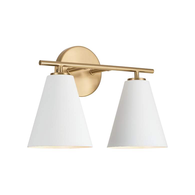 Image 3 Austin Allen & Co Charlie 2 Light Vanity 15" Matte Brass and White more views