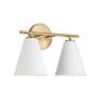 3_Austin Allen & Co Charlie 2 Light Vanity 15" Matte Brass and White more views
