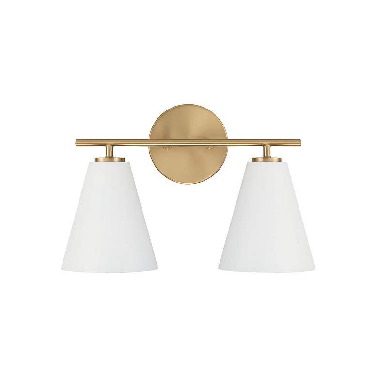 Image 5 Austin Allen & Co Charlie 2 Light Vanity 15" Matte Brass and White more views