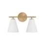 5_Austin Allen & Co Charlie 2 Light Vanity 15" Matte Brass and White more views