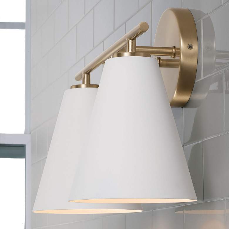 Image 6 Austin Allen & Co Charlie 2 Light Vanity 15" Matte Brass and White more views
