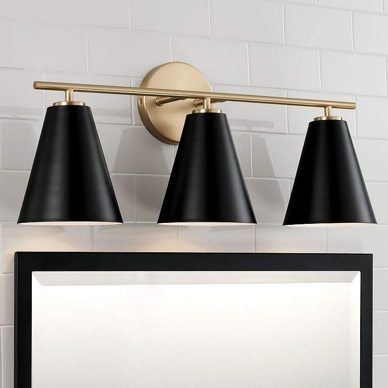 Image 1 Austin Allen & Co Charlie 3 Light Vanity 24" Matte Brass and Black