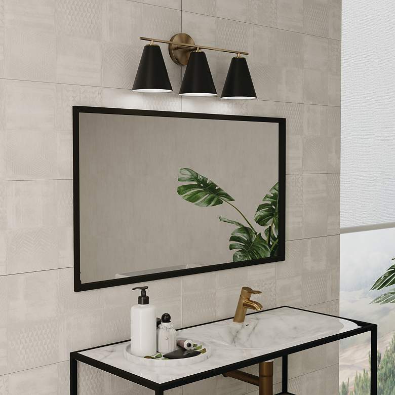 Image 4 Austin Allen & Co Charlie 3 Light Vanity 24" Matte Brass and Black more views