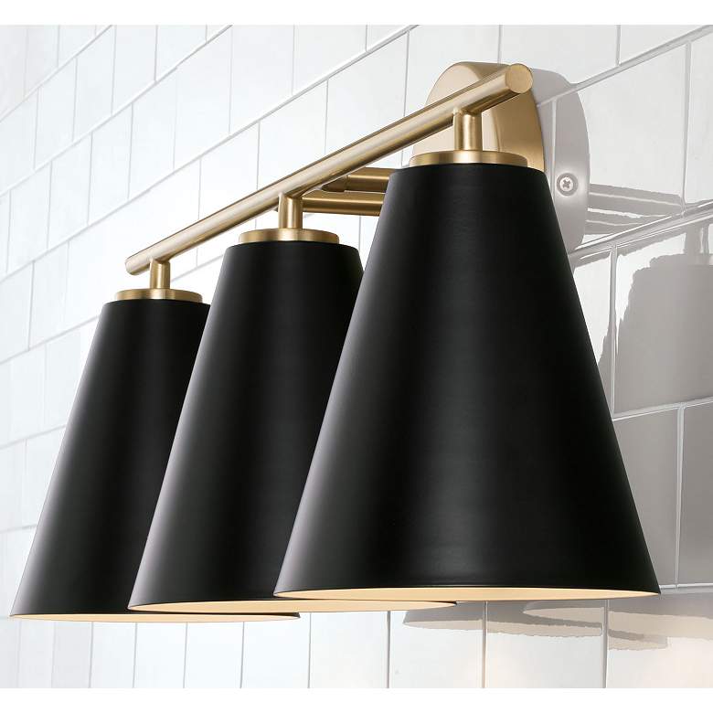 Image 5 Austin Allen & Co Charlie 3 Light Vanity 24" Matte Brass and Black more views