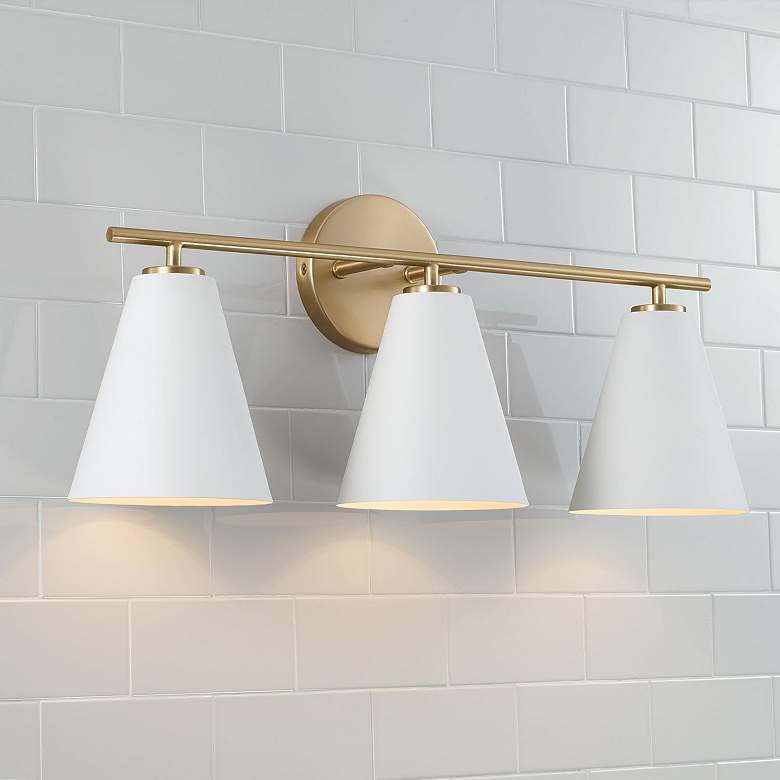Image 1 Austin Allen & Co Charlie 3 Light Vanity 24" Matte Brass and White