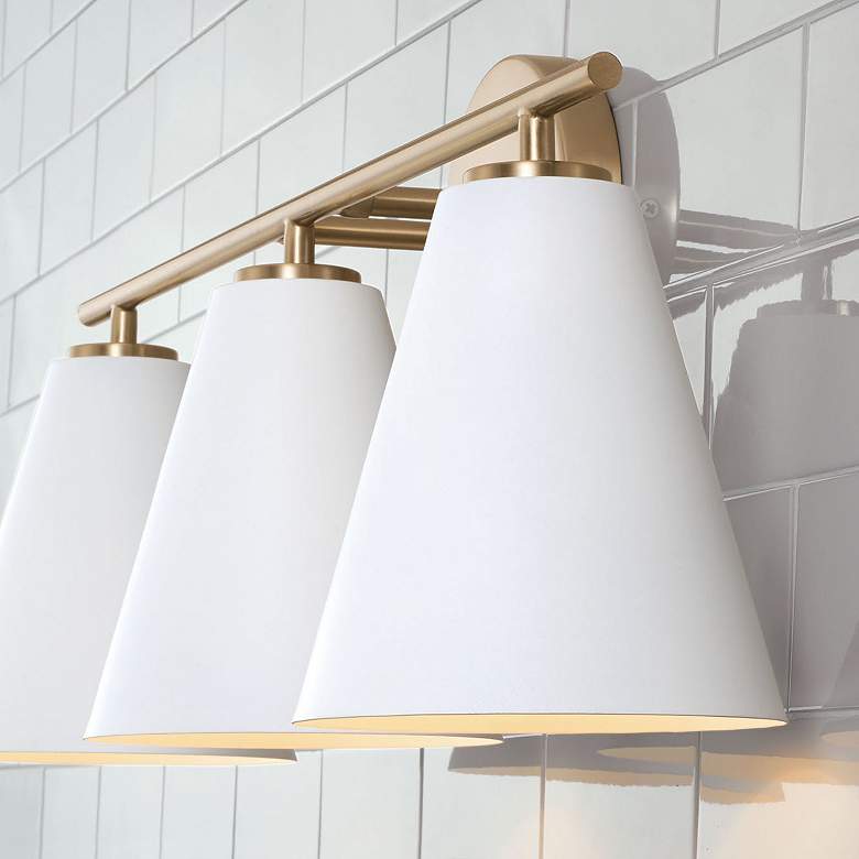Image 5 Austin Allen & Co Charlie 3 Light Vanity 24" Matte Brass and White more views