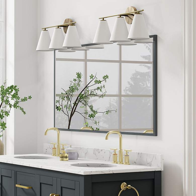 Image 6 Austin Allen & Co Charlie 3 Light Vanity 24" Matte Brass and White more views