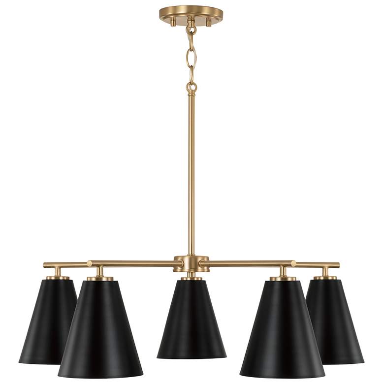 Image 2 Austin Allen & Co Charlie 5 Light Chandelier 28" Matte Brass and B