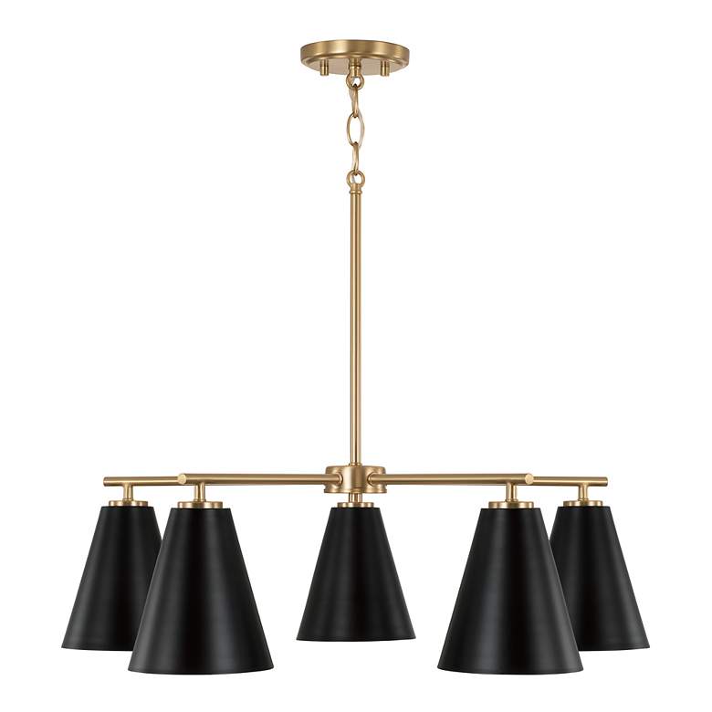 Image 3 Austin Allen & Co Charlie 5 Light Chandelier 28" Matte Brass and B more views