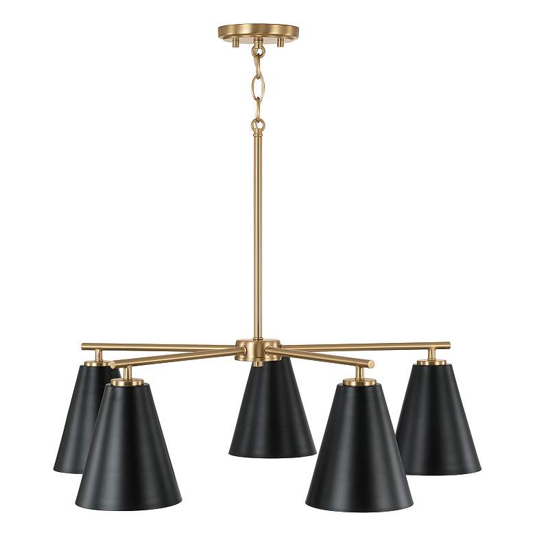 Image 7 Austin Allen & Co Charlie 5 Light Chandelier 28" Matte Brass and B more views