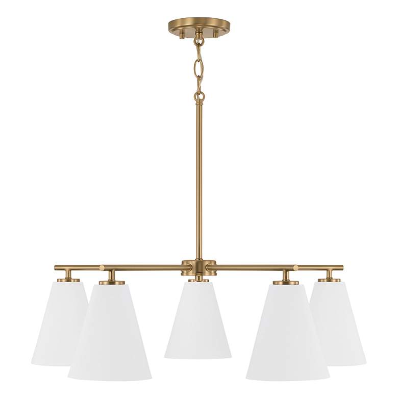 Image 3 Austin Allen & Co Charlie 5 Light Chandelier 28" Matte Brass and W more views