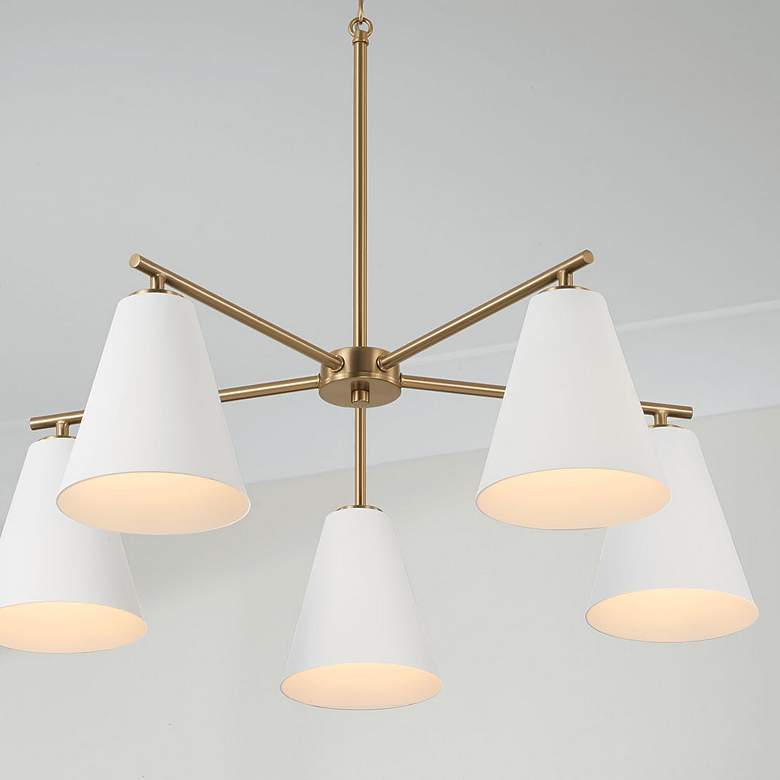 Image 5 Austin Allen & Co Charlie 5 Light Chandelier 28" Matte Brass and W more views