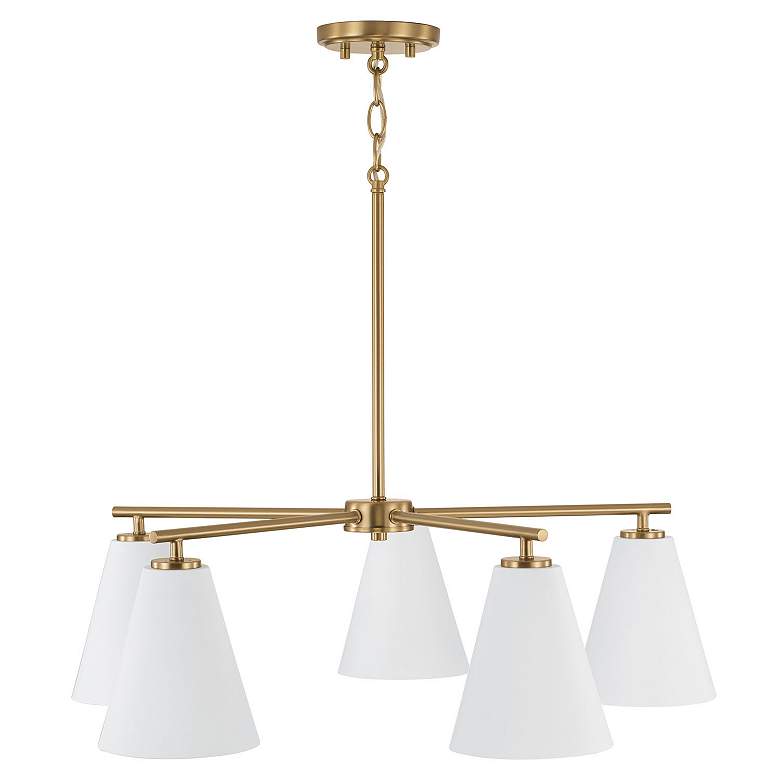 Image 6 Austin Allen & Co Charlie 5 Light Chandelier 28" Matte Brass and W more views