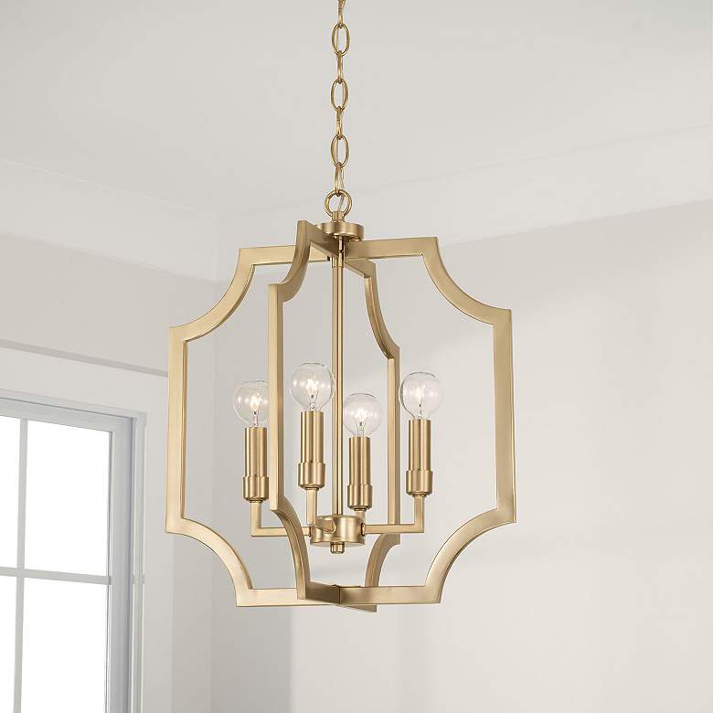 Image 1 Austin Allen & Co Courtney 4 Light Foyer 16" Matte Brass