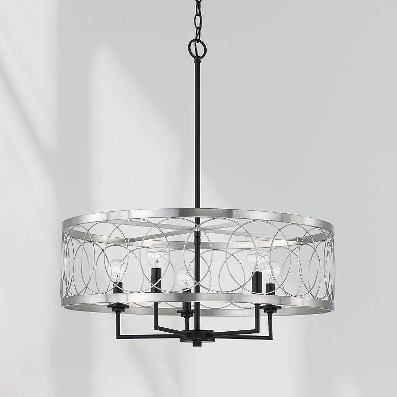 Image 1 Austin Allen & Co Madeline 5 Light Pendant 24.5" Black Tie