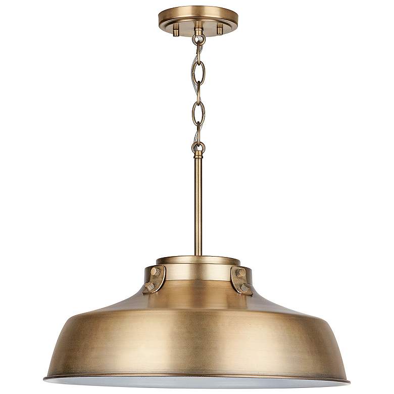 Image 2 Austin Allen & Co Oakwood 1 Light Pendant 18" Aged Brass