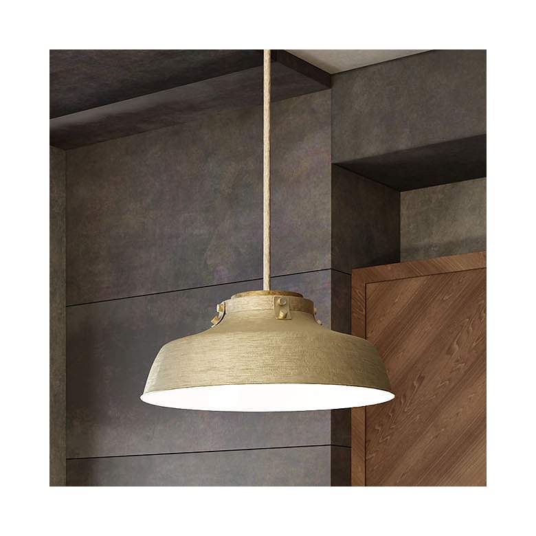 Image 1 Austin Allen & Co Oakwood 1 Light Pendant 18" Aged Brass