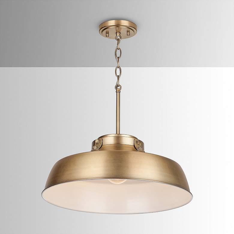 Image 5 Austin Allen & Co Oakwood 1 Light Pendant 18" Aged Brass more views
