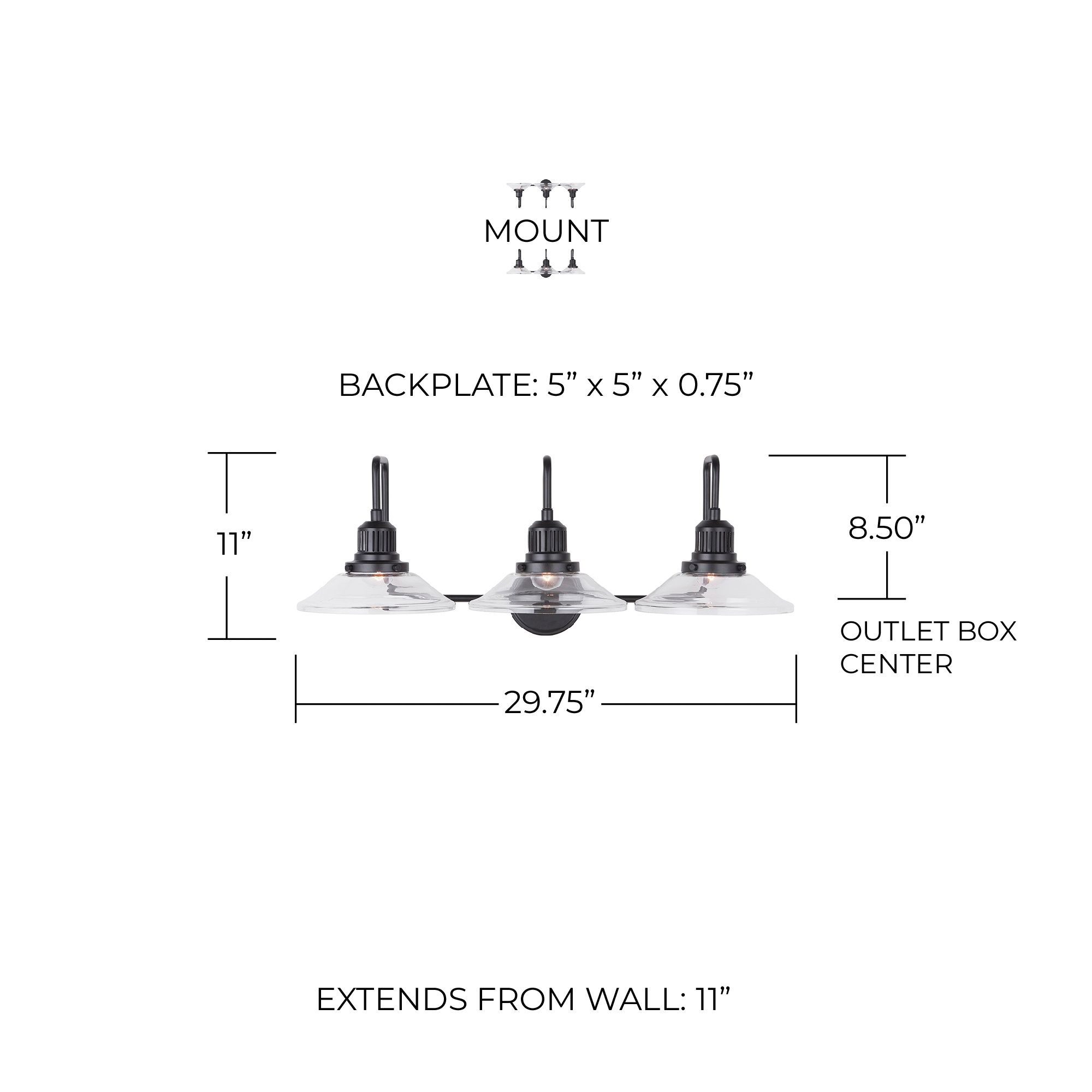 Image 7 Austin Allen & Co Roan 3 Light Vanity 10" Matte Black more views