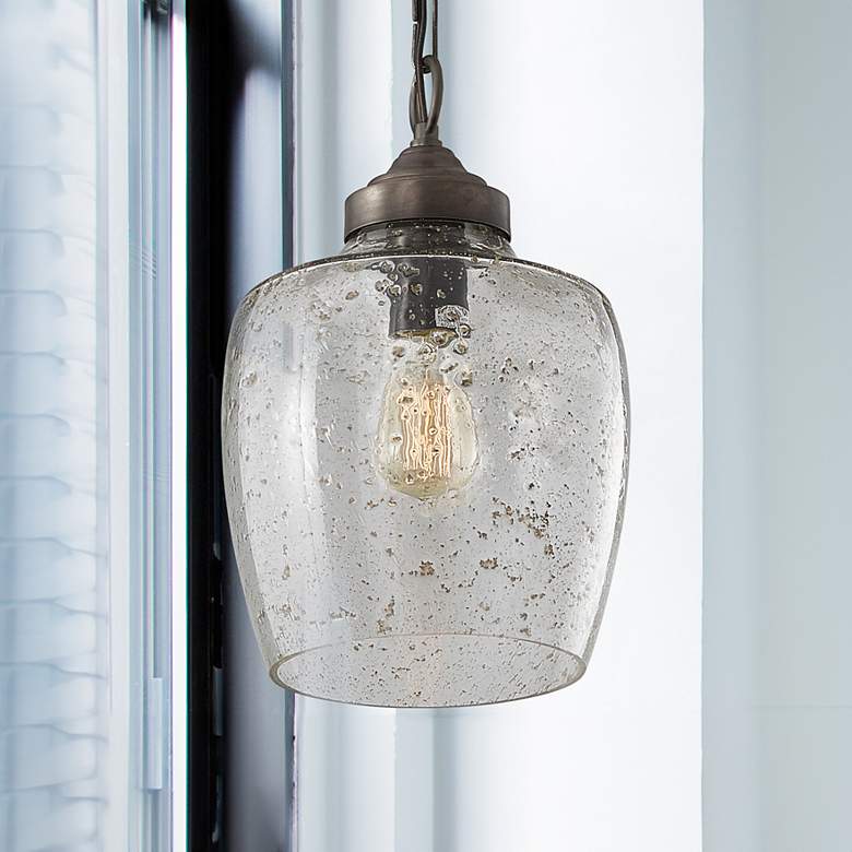 Image 1 Austin Allen & Co Stoney 1 Light Pendant 8.75" Dark Pewter