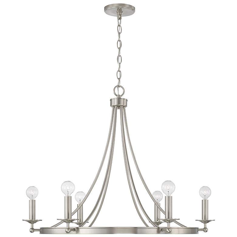 Image 2 Austin Allen & Co Tempe 6 Light Chandelier 30" Brushed Nickel
