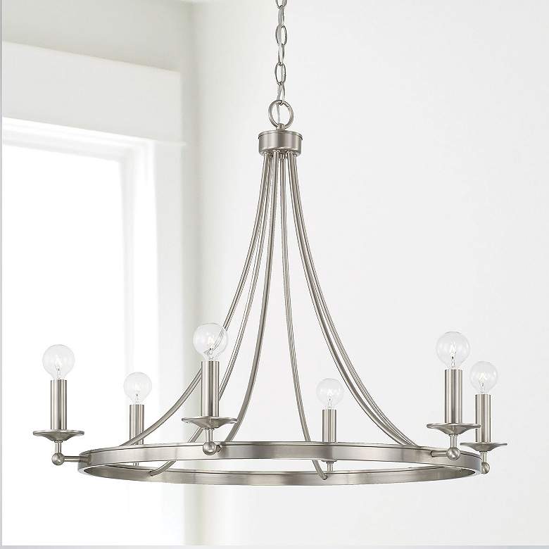 Image 1 Austin Allen & Co Tempe 6 Light Chandelier 30" Brushed Nickel