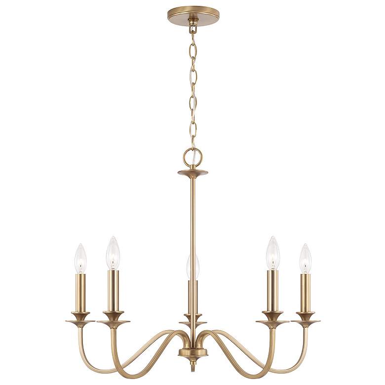 Image 3 Austin Allen & Co Weston 5 Light Chandelier 26" Matte Brass more views