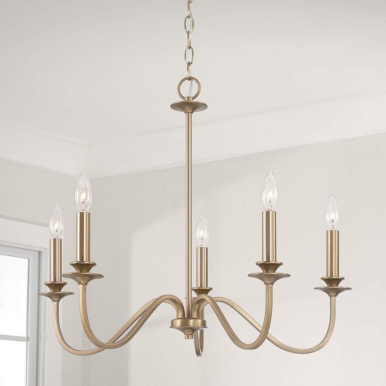Image 5 Austin Allen & Co Weston 5 Light Chandelier 26" Matte Brass more views