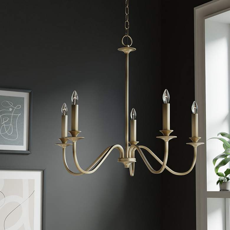 Image 7 Austin Allen & Co Weston 5 Light Chandelier 26" Matte Brass more views
