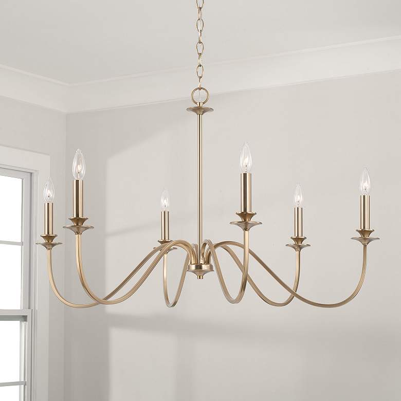 Image 1 Austin Allen & Co Weston 6 Light Chandelier 38" Matte Brass