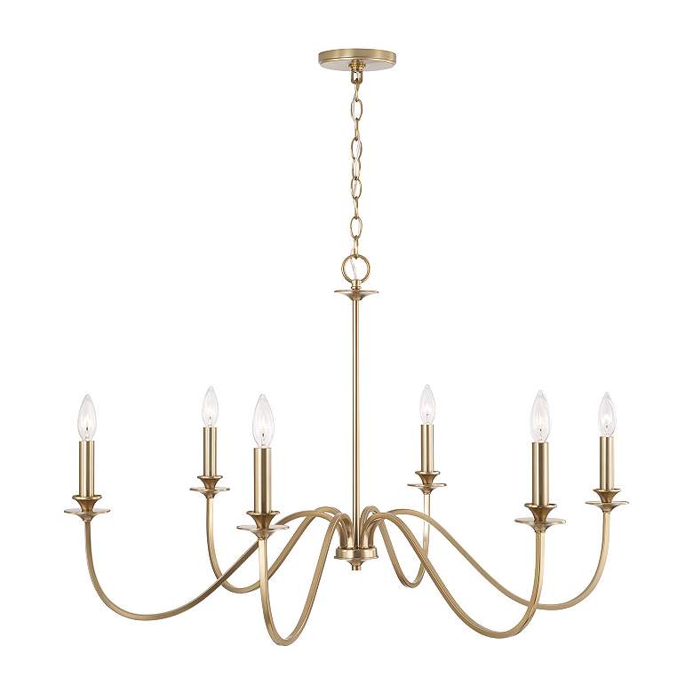 Image 4 Austin Allen & Co Weston 6 Light Chandelier 38" Matte Brass more views
