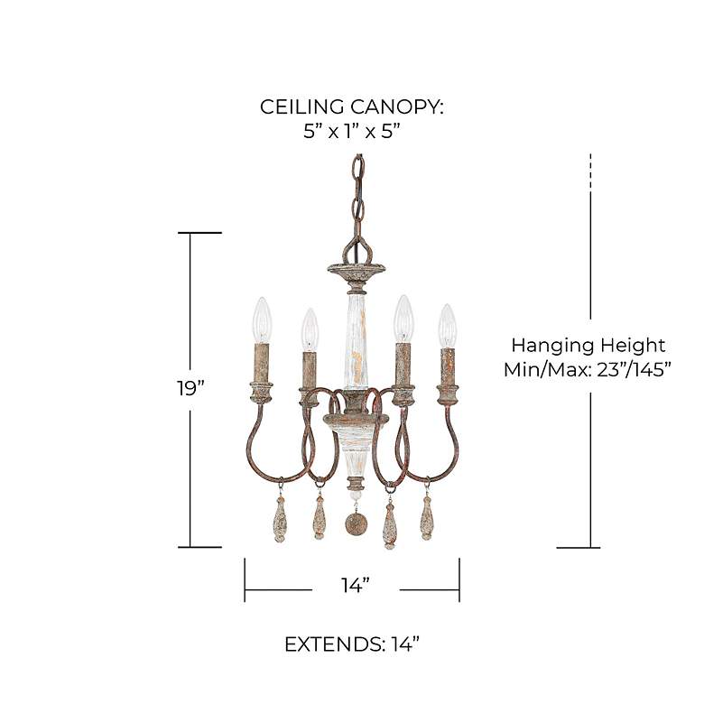 Image 3 Austin Allen & Co Zoe 4 Light Chandelier 6.5" French Antique more views