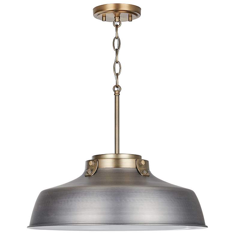 Image 1 Austin Allen & Co Oakwood 1 Light Pendant 18" Antique Nickel