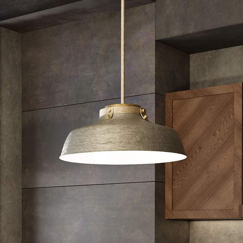 Image 1 Austin Allen & Co Oakwood 1 Light Pendant 18" Antique Nickel