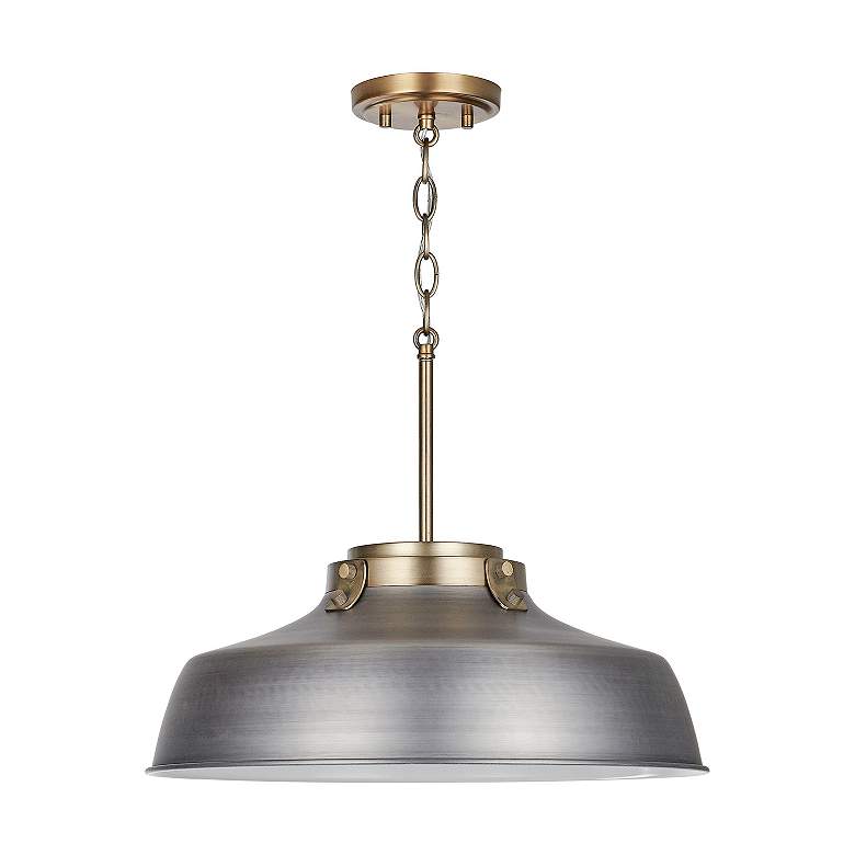 Image 3 Austin Allen & Co Oakwood 1 Light Pendant 18" Antique Nickel more views