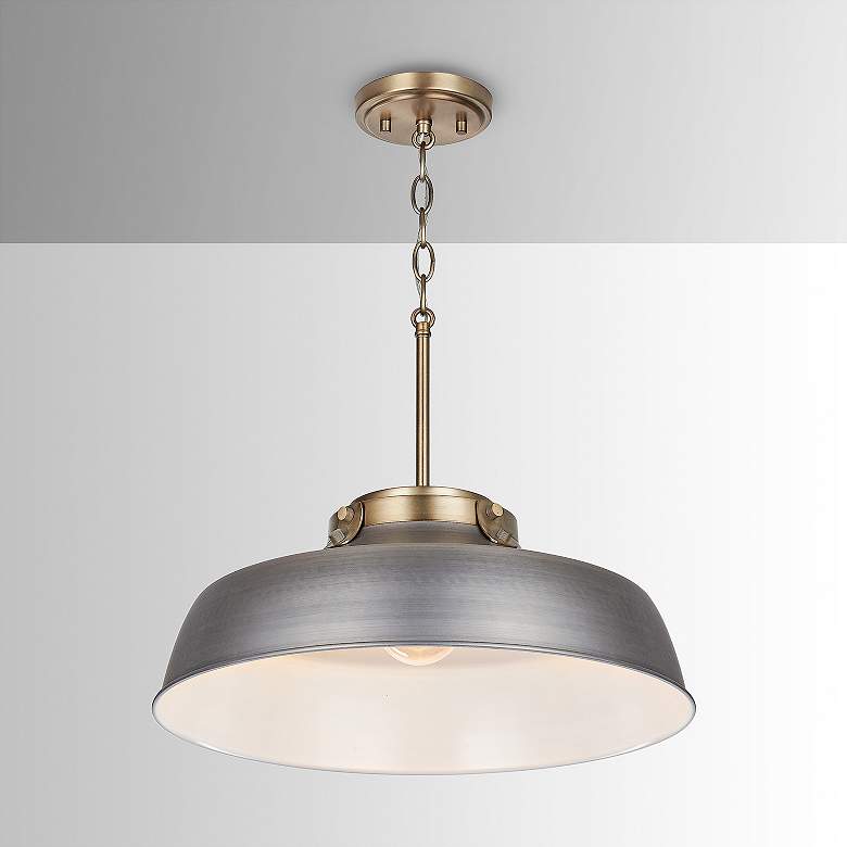Image 5 Austin Allen & Co Oakwood 1 Light Pendant 18" Antique Nickel more views