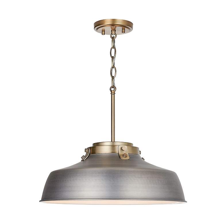 Image 7 Austin Allen & Co Oakwood 1 Light Pendant 18" Antique Nickel more views