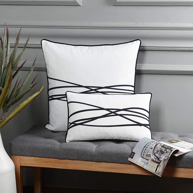 Image 6 Austin Allen James 20" x 12" Wires Pure White Linen Pillow more views